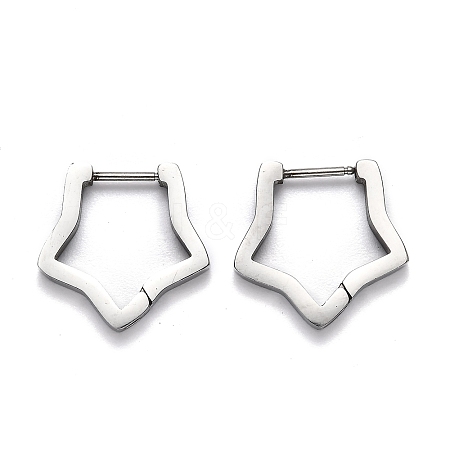 Tarnish Resistant 304 Stainless Steel Star Huggie Hoop Earrings STAS-J033-06P-1
