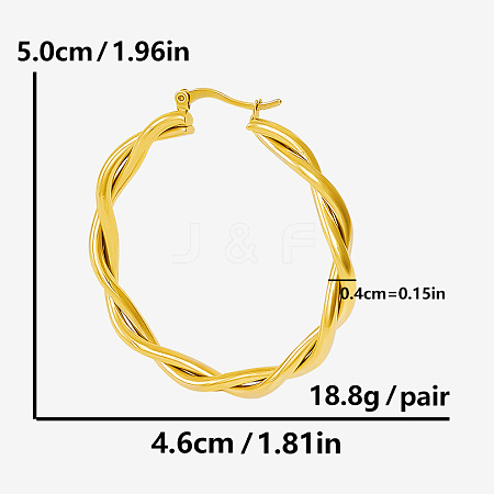 Stylish Minimalist 304 Stainless Steel Twist Hoop Earrings JU4605-2-1