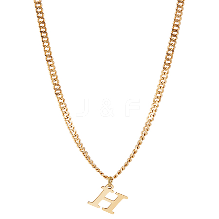 1Pc 304 Stainless Steel Letter Pendant Necklaces NJEW-LP0001-33H-G-1