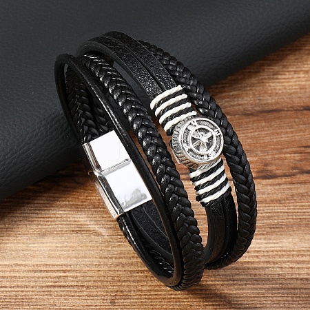 Imitation Leather Multi-strand Bracelets for Men PW-WGB51BB-01-1