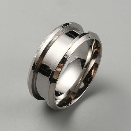 304 Stainless Steel Grooved Finger Ring Settings RJEW-WH0010-08A-P-1