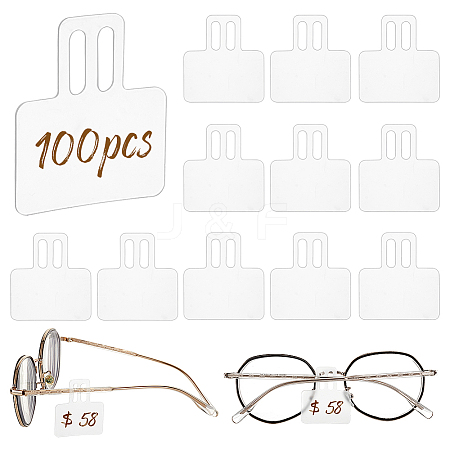 AHADERMAKER 100Pcs Transparent PVC Glasses Price Tags Sleeve CDIS-GA0001-03-1