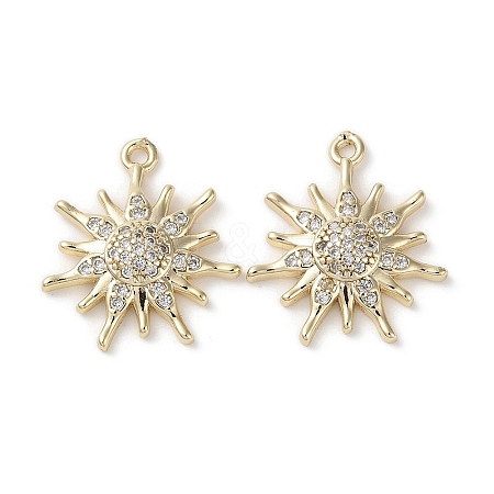 Brass Micro Pave Clear Cubic Zirconia Pendants KK-G491-10G-1