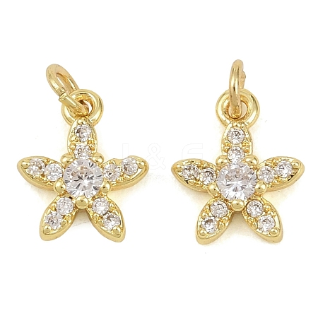 Brass Micro Pave Clear Cubic Zirconia Charms KK-D218-23G-03-1