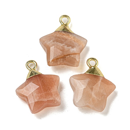 Natural Sunstone Pendants G-P540-01G-09-1