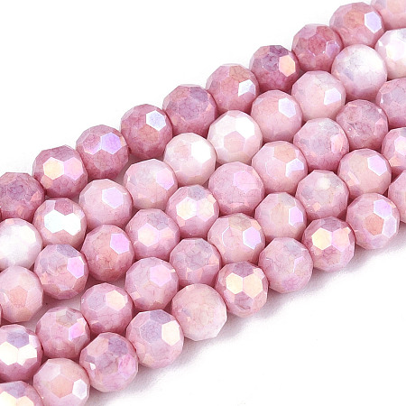 Anti-Tarnish Electroplate Glass Beads Strands X-EGLA-T021-4mm-15-02-1