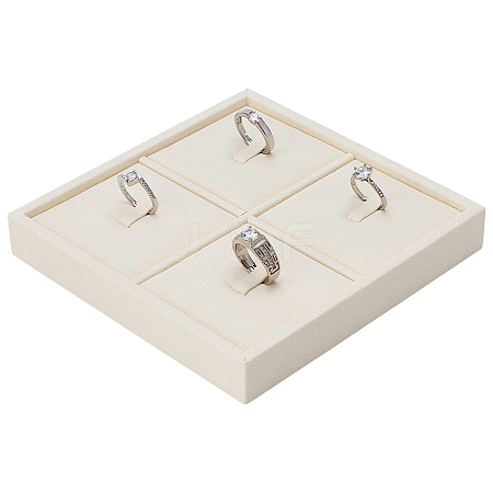 4-Slot Microfiber Ring Organizer Display Stands ODIS-WH0050-15C-01-1