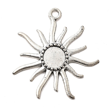 Tibetan Style Alloy Sun Pendant Cabochon Settings X-TIBEP-Q043-079-RS-1