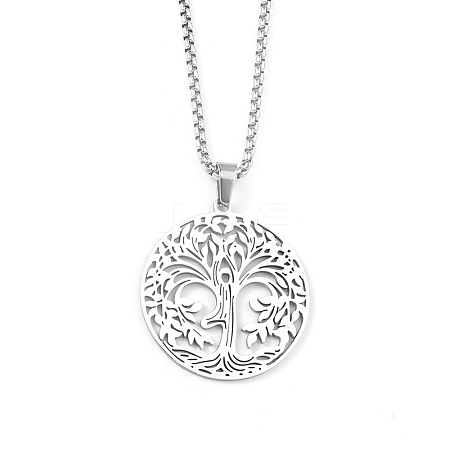 201 Stainless Steel Pendant Necklaces for Man NJEW-Q336-04E-P-1