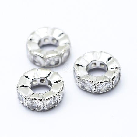 Brass Micro Pave Cubic Zirconia European Beads ZIRC-L070-35P-1