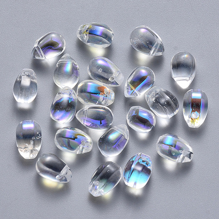 Transparent Spray Painted Glass Charms X-GLAA-R211-03-D07-1