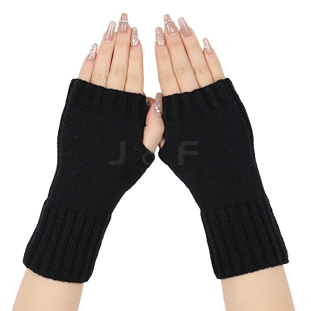 Acrylic Fiber Knitted Mittens Fingerless Gloves PW-WG36FCF-01-1