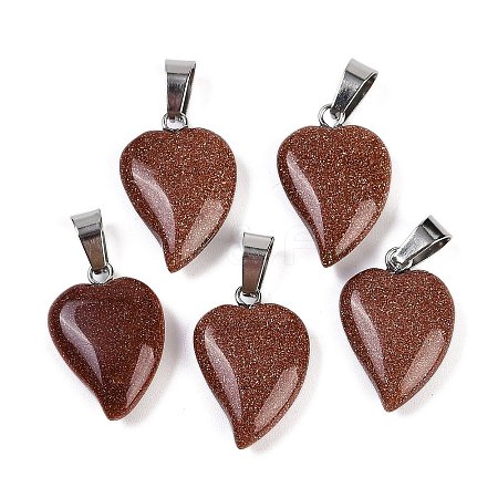 Synthetic Goldstone Heart Pendants G-H073-03P-03-1