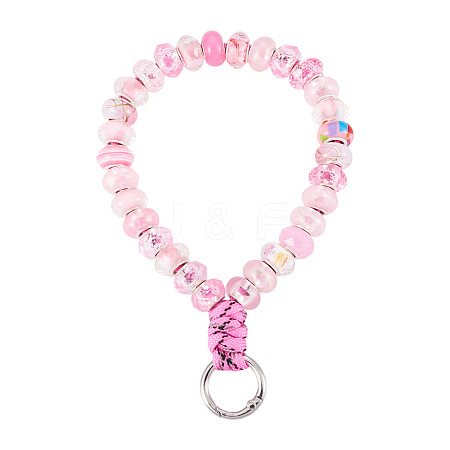 Resin Rondelle Bead with Polyester & Spandex Cord Phone Hand Strap Chains HJEW-TADJ0011-1