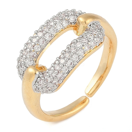 Oval Brass Micro Pave Clear Cubic Zirconia Finger Ring RJEW-Q819-28G-1