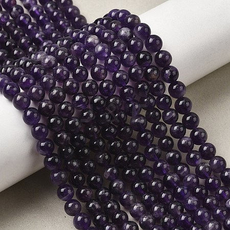 Natural Amethyst Beads Strands G-A274-C01-6mm-02-1