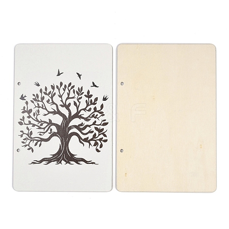 Printed Wooden 2-Ring Loose Leaf Binder Postcard Photo Album Cover DIY-XCP0003-83B-1