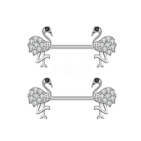 304 Stainless Steel Micro Pave Clear Cubic Zirconia Nipple Rings WGA4B87-05-1