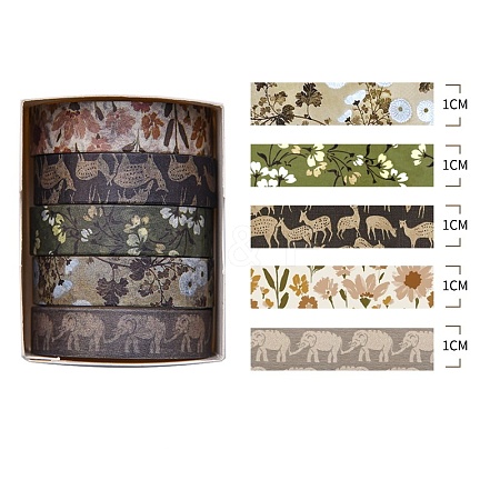 5 Rolls Forest Theme Paper Decorative Paper Tapes Set STIC-H002-05E-1