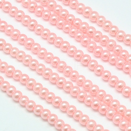 Eco-Friendly Dyed Glass Pearl Round Beads Strands HY-A002-4mm-RB033-1