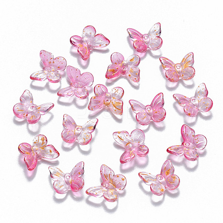 Two Tone Transparent Spray Painted Glass Charms GLAA-T016-22F-1