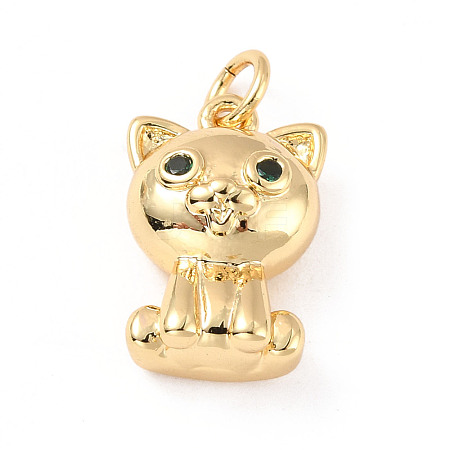 Rack Plating Brass Micro Pave Cubic Zirconia Pendants ZIRC-C035-04G-1