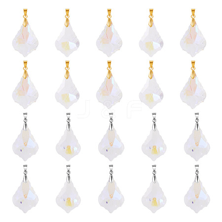 20Pcs 2 Colors AB Color Plated Electroplate Glass Pendants PALLOY-TA00331-1