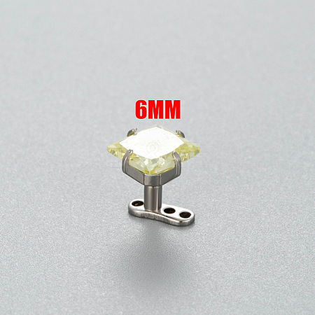 Titanium Steel Cubic Zirconia Square Dermal Anchor Base/Top for Women Men WG87C2F-07-1