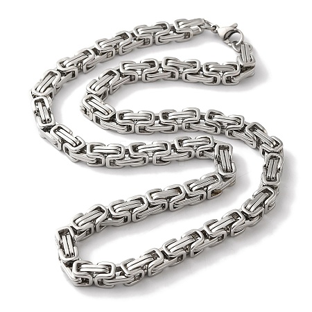 Non-Tarnish 201 Stainless Steel Byzantine Chain Necklaces NJEW-H033-04P-A-1