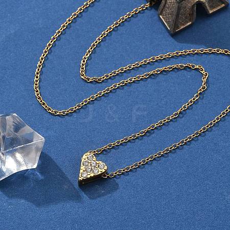 304 Stainless Steel Crystal Rhinestone Pendant Cable Chain Necklaces for Women LS-NJEW-C062-01A-G-1