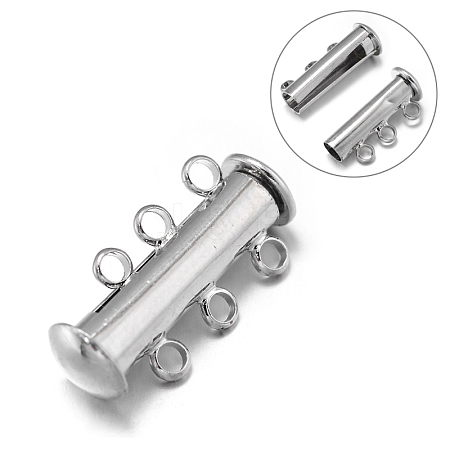 3-Strands 6-Holes Tube Brass Magnetic Slide Lock Clasps LS-KK-D473-P-NF-1