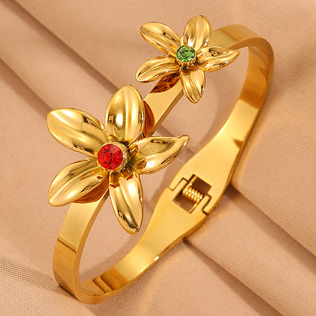 304 Stainless Steel Rhinestone Hinged Bangles for Women WG2B9FA-03-1