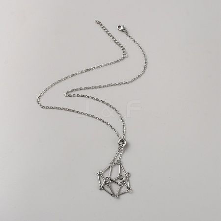 304 Stainless Steel Braided Adjusting Chain Macrame Pouch Empty Stone Holder for Pendant Necklaces Making NJEW-WH0025-01A-P-1