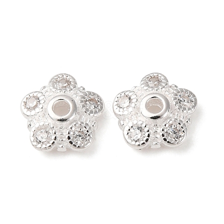 925 Sterling Silver Clear Cubic Zirconia Bead Caps STER-A047-07B-S-1
