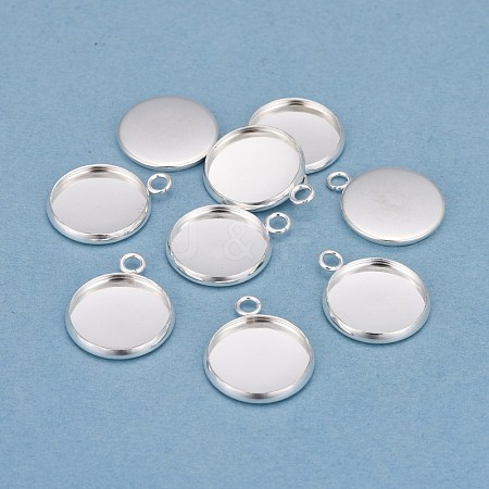 304 Stainless Steel Pendant Cabochon Settings STAS-F191-14S-D-1