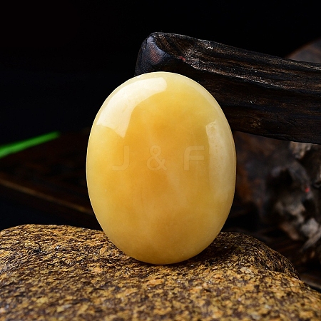 Natural Topaz Jade Oval Palm Stone Massager PW-WG63539-10-1