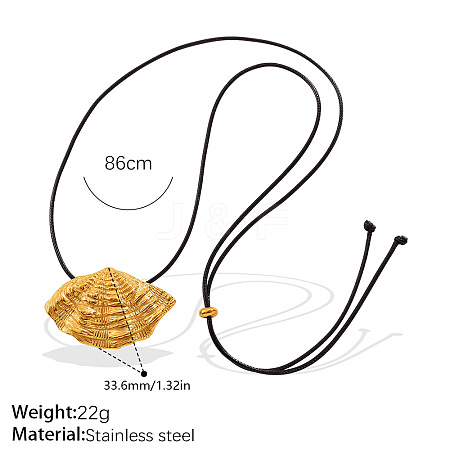 304 Stainless Steel Pendant Adjustable Black PU Leather Slider Necklaces WG7EC61-01-1
