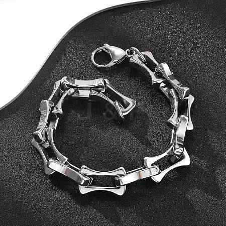 304 Stainless Steel Bone Link Bracelets for Women Men BJEW-F488-28P-1