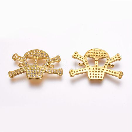 Brass Micro Pave Cubic Zirconia Links ZIRC-F053-42G-1