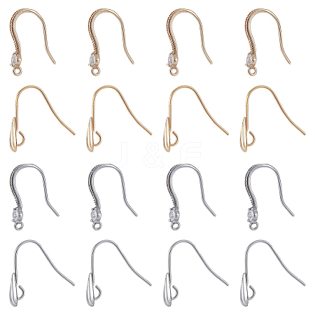 16Pcs 4 Style Brass Ear Hooks KK-PH0009-29-1