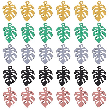 BENECREAT 30Pcs 5 Colors Spray Painted Alloy Pendants FIND-BC0003-26-1