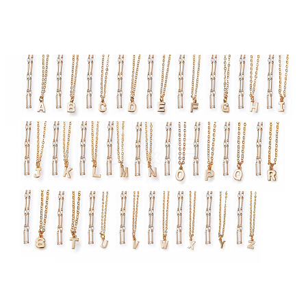 Brass Initial Pendants Necklace Sets NJEW-JN02511-1
