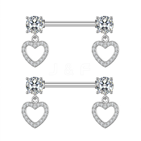 304 Stainless Steel Pave Cubic Zirconia Nipple Rings WGDEAF5-03-1