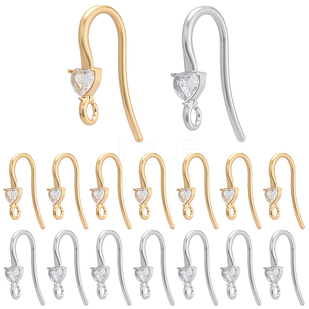 20Pcs 2 Styles 304 Stainless Steel Rhinestone Earring Hooks STAS-BBC0007-16B-1