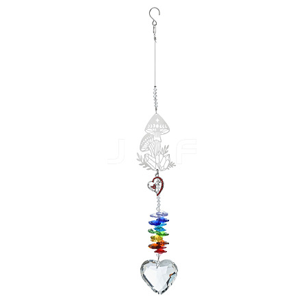 Christmas Glass Heart Pendant Decoration DJEW-PW0019-04C-1