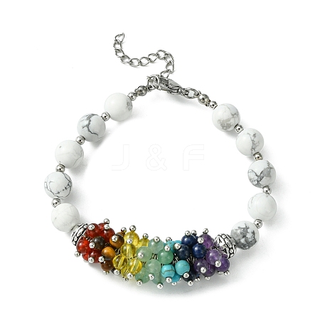 Natural Howlite Beaded Bracelet BJEW-TA00402-02-1