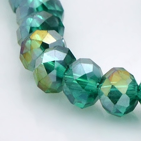 Half Rainbow Plated Faceted Rondelle Electroplate Glass Beads Strands GLAA-A024D-HR04-1