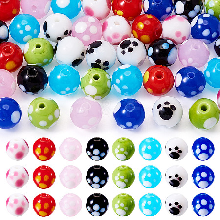 40Pcs 8 Colors Handmade Lampwork Beads LAMP-TA0001-54B-1