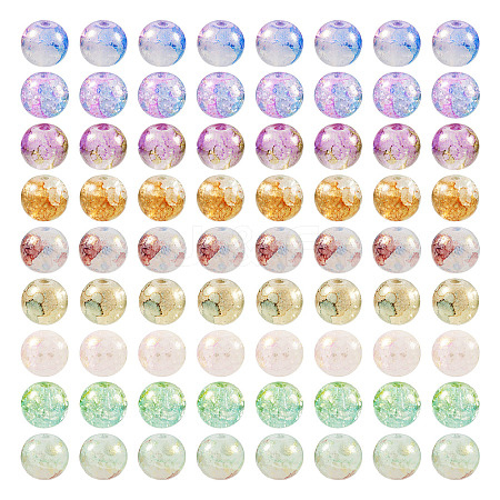 180Pcs 9 Colors Baking Paint Crackle Glass Beads DGLA-TA0001-06-1
