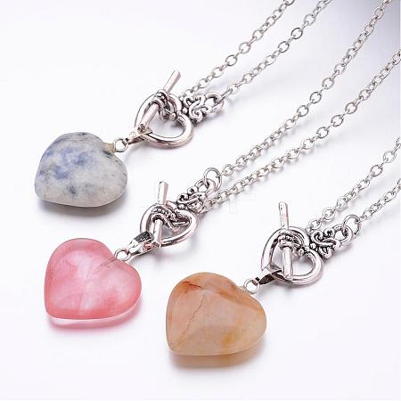 Natural & Synthetic Mixed Stone Pendant Necklaces NJEW-JN01649-1